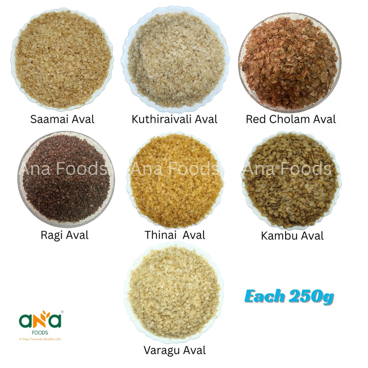 Millet Aval Combo 7 Varieties 250g Each – Gluten-Free, Low GI, No ...